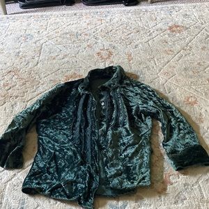 Green velvet button up